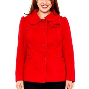 Naranka Ladies Peacoat Solid Red Front Bow Size XL  NWT